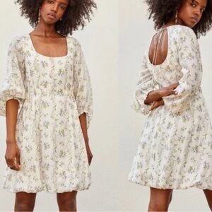 H&M x Brock collection floral bubble hem balloon sleeve designer mini dress